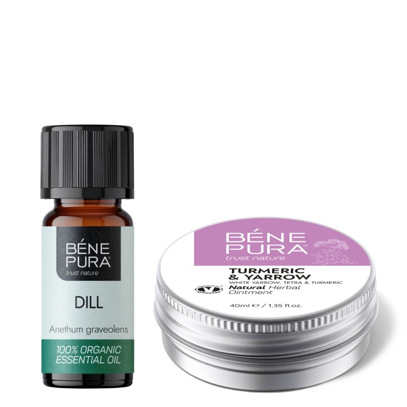 Maść na hemoroidy z Białym Krwawnikiem, Tetrą i Kurkumą i Bio Koper Olejek eteryczny - GMC