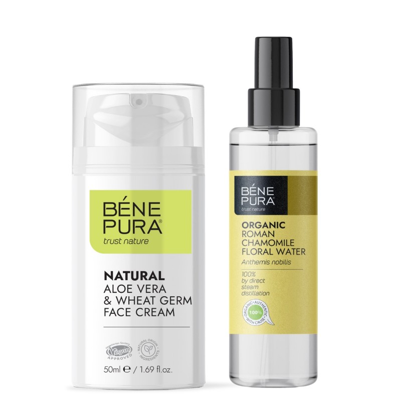 Aloesowy Krem Do Twarzy i Bio Rumianek Rzymski Woda kwiatowa - 