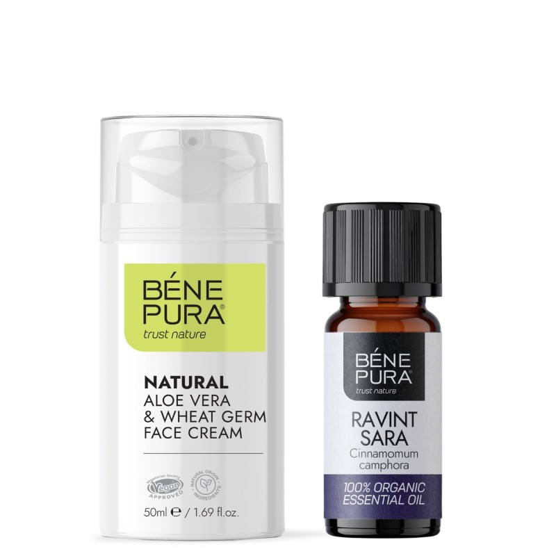 Aloesowy Krem Do Twarzy i Bio Ravintsara Olejek eteryczny - 