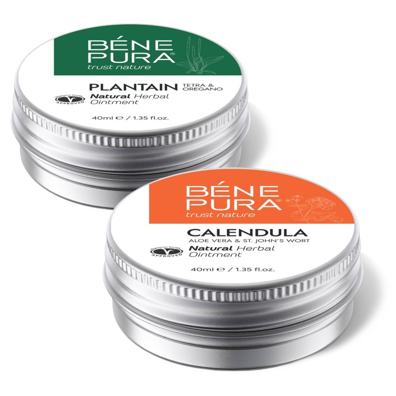 Maść Przeciw Świądowi z Babki i Maść na Oparzenia i Rany z Nagietkiem, Aloesem i Dziurawcem - GMC