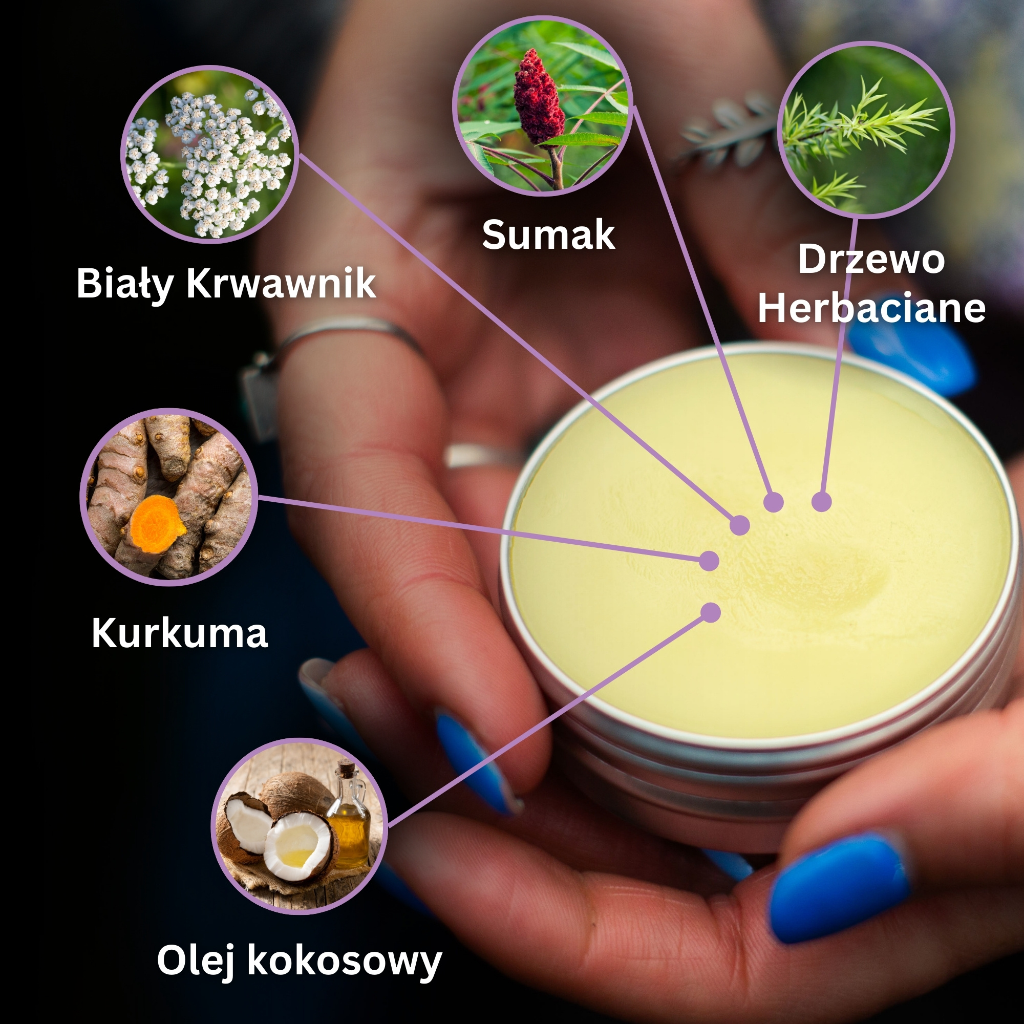 Maść na hemoroidy z Białym Krwawnikiem, Tetrą i Kurkumą - 40ml